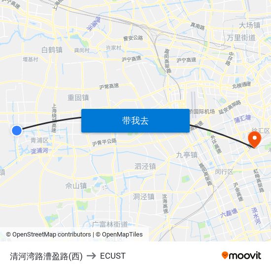 清河湾路漕盈路(西) to ECUST map