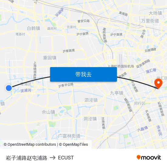 崧子浦路赵屯浦路 to ECUST map