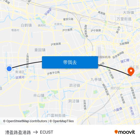 漕盈路盈港路 to ECUST map
