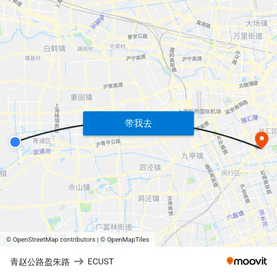 青赵公路盈朱路 to ECUST map