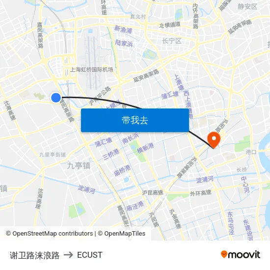谢卫路涞浪路 to ECUST map