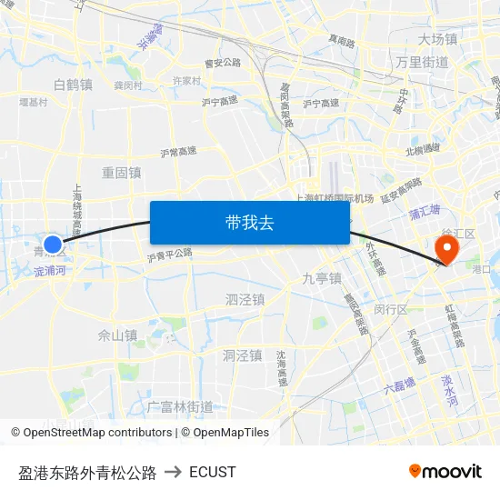 盈港东路外青松公路 to ECUST map