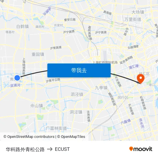 华科路外青松公路 to ECUST map