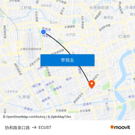 协和路泉口路 to ECUST map