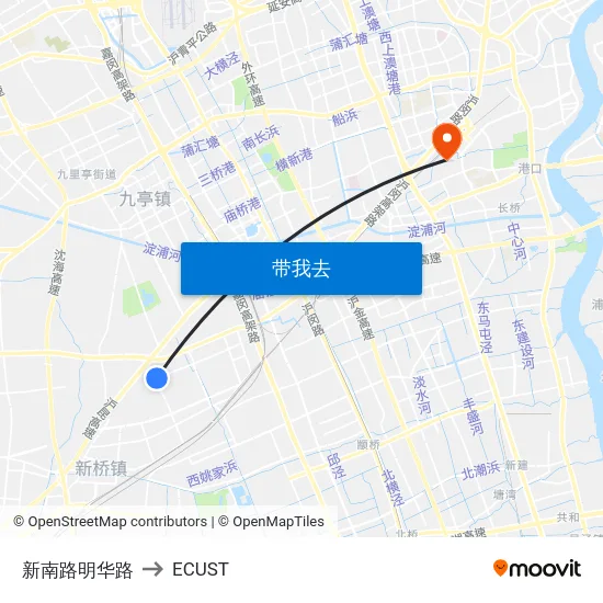 新南路明华路 to ECUST map