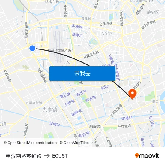 申滨南路苏虹路 to ECUST map