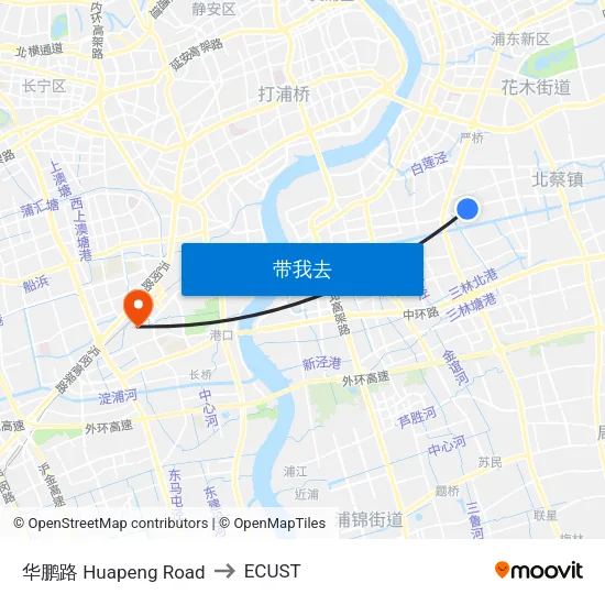 华鹏路 Huapeng Road to ECUST map