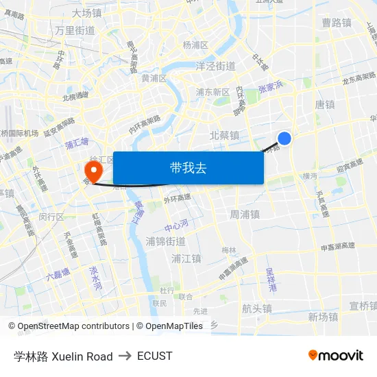 学林路 Xuelin Road to ECUST map