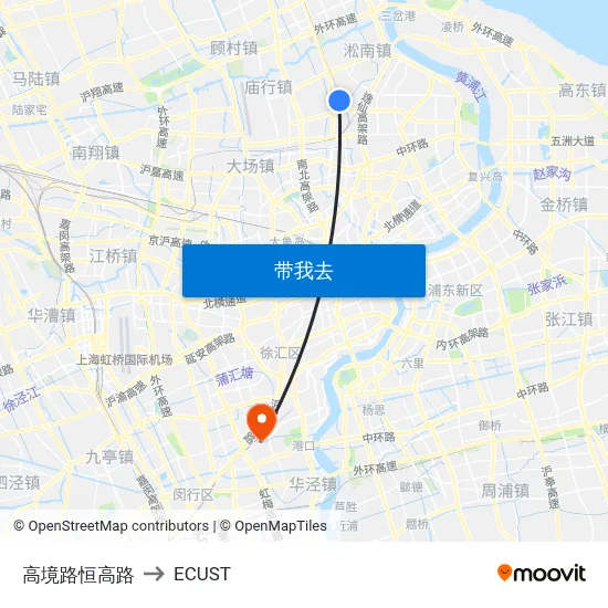 高境路恒高路 to ECUST map