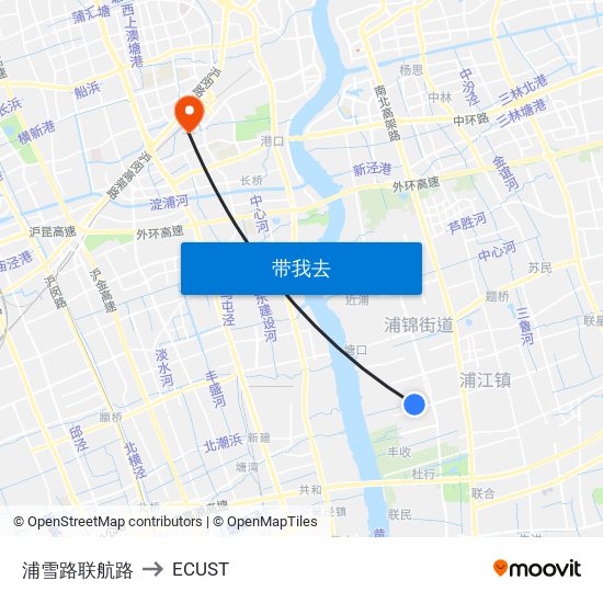 浦雪路联航路 to ECUST map