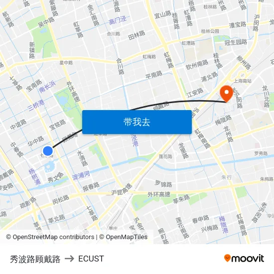 秀波路顾戴路 to ECUST map