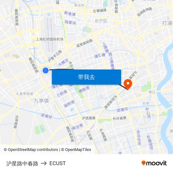 沪星路中春路 to ECUST map