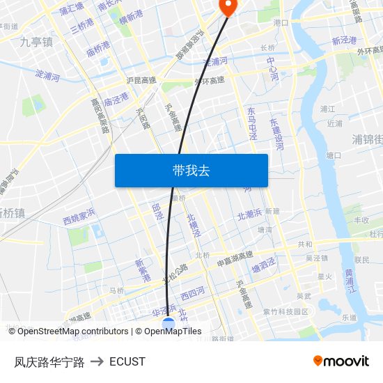 凤庆路华宁路 to ECUST map