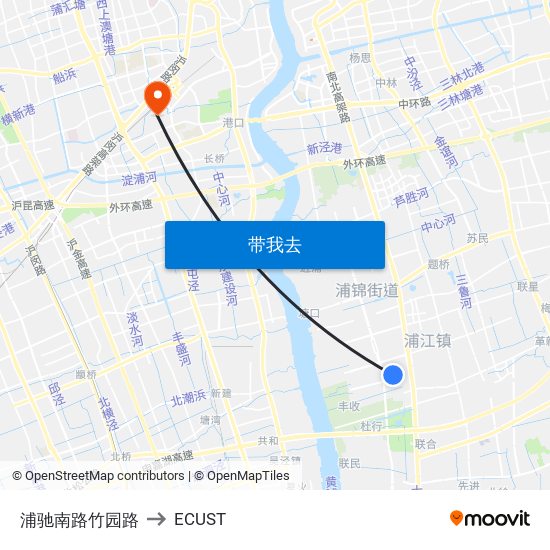 浦驰南路竹园路 to ECUST map