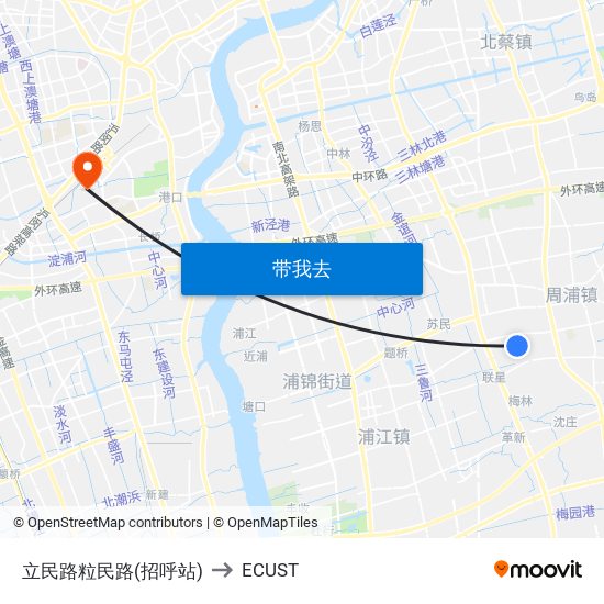 立民路粒民路(招呼站) to ECUST map