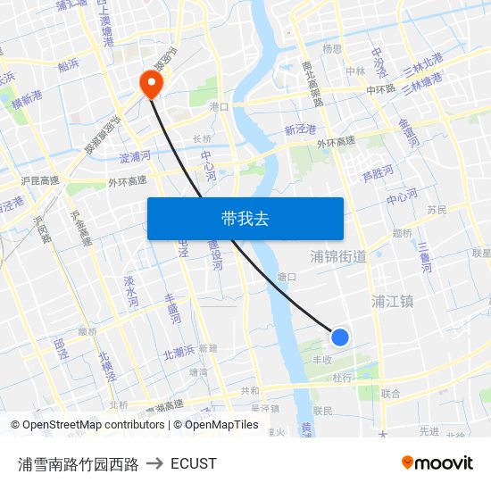 浦雪南路竹园西路 to ECUST map