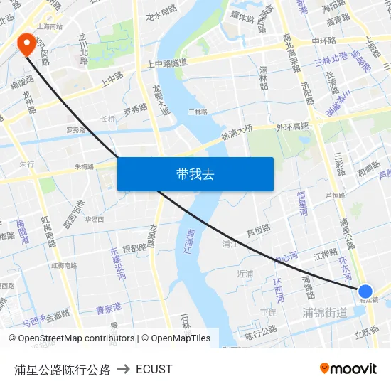 浦星公路陈行公路 to ECUST map
