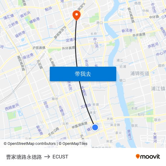 曹家塘路永德路 to ECUST map