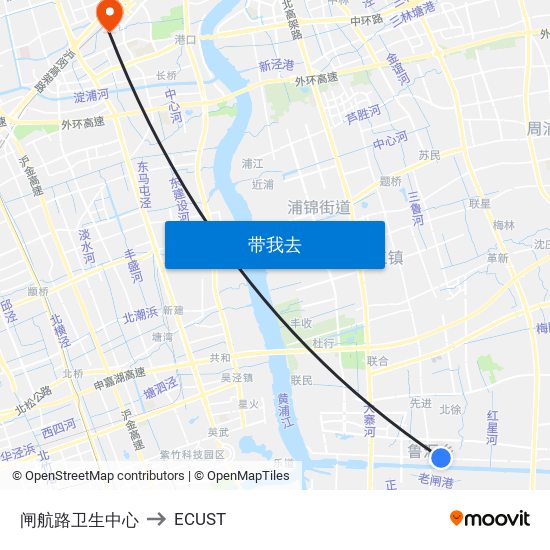 闸航路卫生中心 to ECUST map