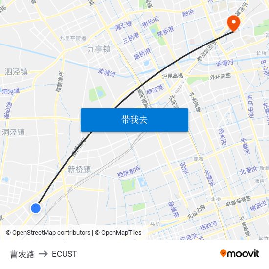 曹农路 to ECUST map