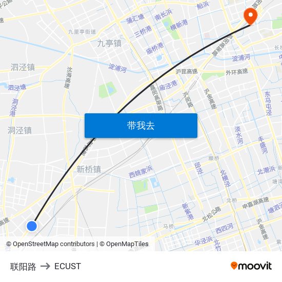 联阳路 to ECUST map