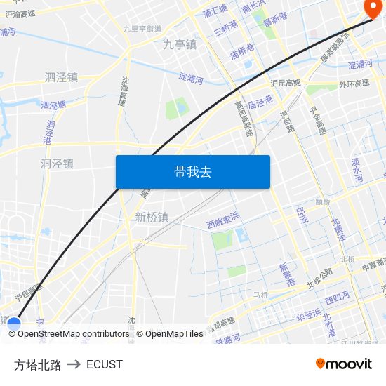 方塔北路 to ECUST map
