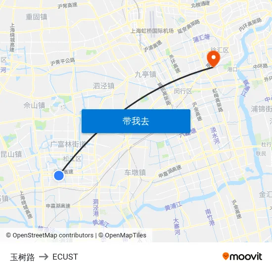 玉树路 to ECUST map