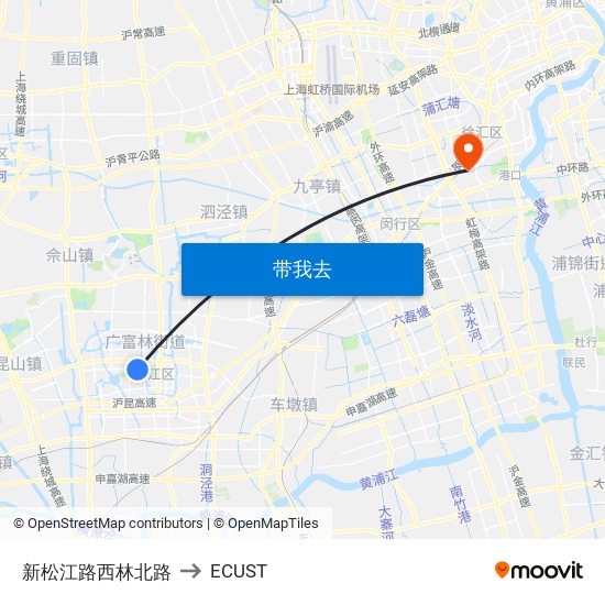 新松江路西林北路 to ECUST map