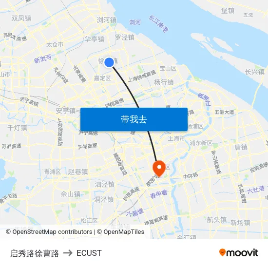 启秀路徐曹路 to ECUST map