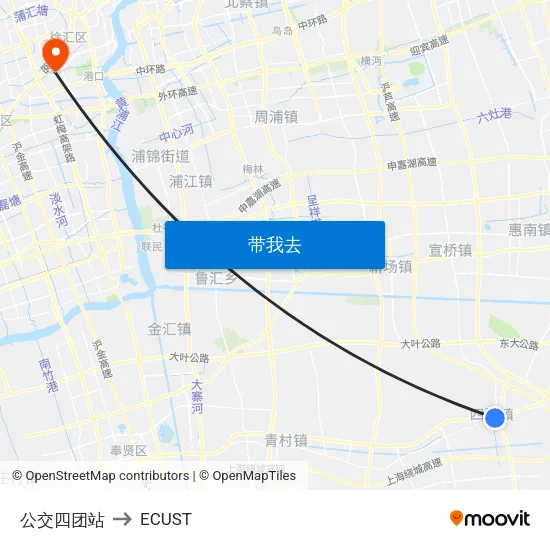 公交四团站 to ECUST map