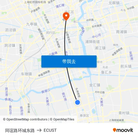 同谊路环城东路 to ECUST map