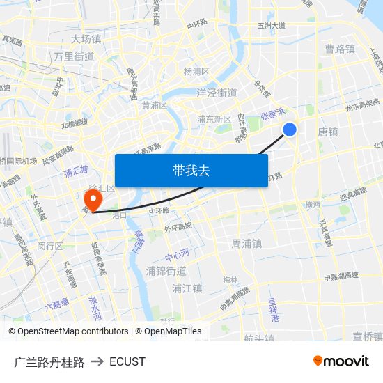 广兰路丹桂路 to ECUST map