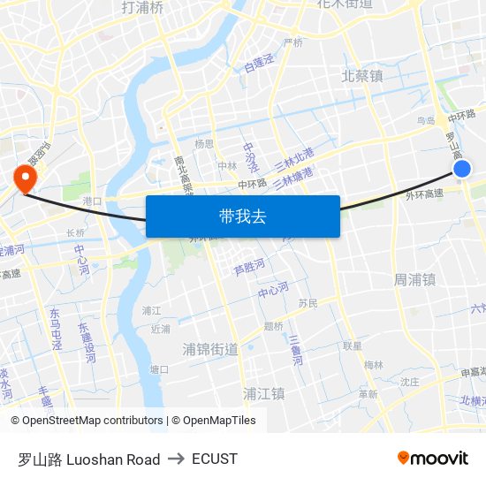 罗山路 Luoshan Road to ECUST map