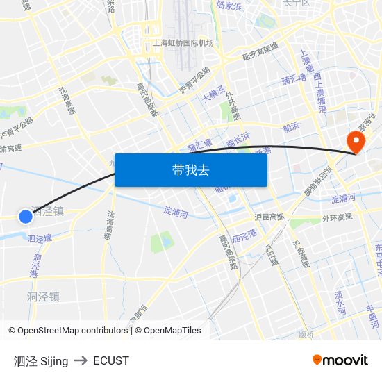 泗泾 Sijing to ECUST map