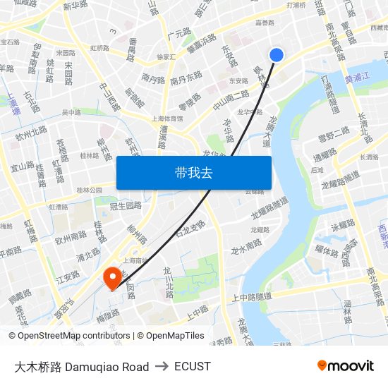 大木桥路 Damuqiao Road to ECUST map