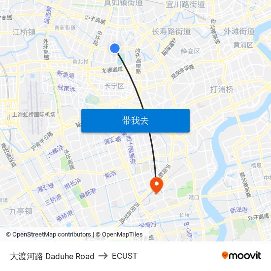 大渡河路 Daduhe Road to ECUST map