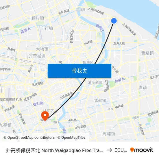 外高桥保税区北 North Waigaoqiao Free Trade Zone to ECUST map