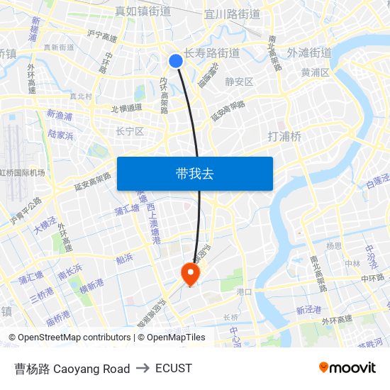 曹杨路 Caoyang Road to ECUST map