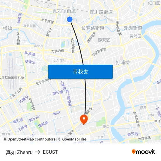 真如 Zhenru to ECUST map