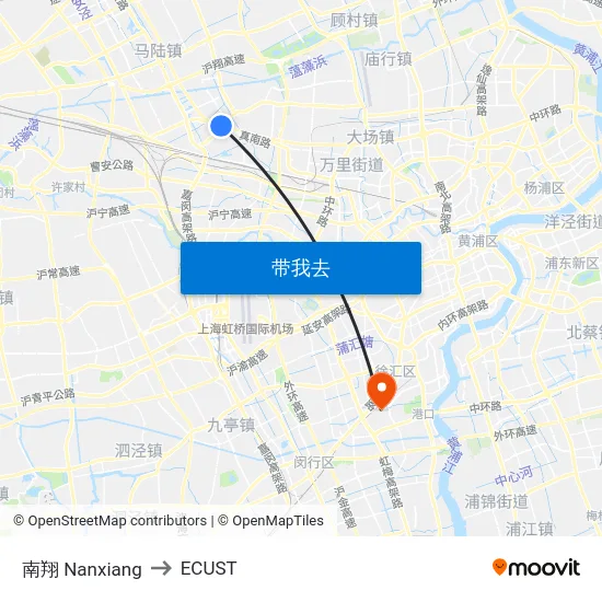 南翔 Nanxiang to ECUST map
