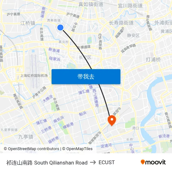 祁连山南路 South Qilianshan Road to ECUST map