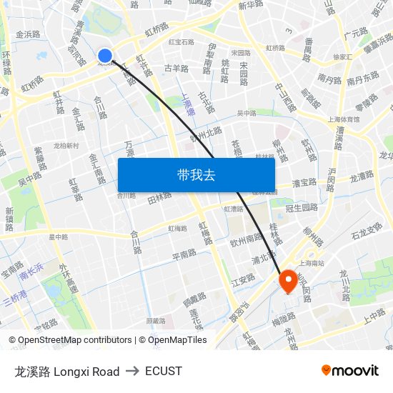 龙溪路 Longxi Road to ECUST map