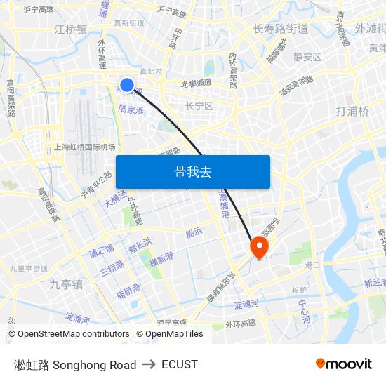 淞虹路 Songhong Road to ECUST map