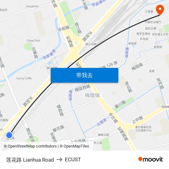 莲花路 Lianhua Road to ECUST map