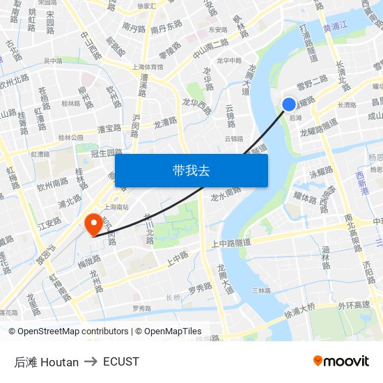 后滩 Houtan to ECUST map