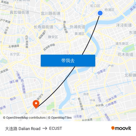 大连路 Dalian Road to ECUST map