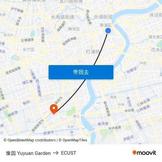 豫园 Yuyuan Garden to ECUST map