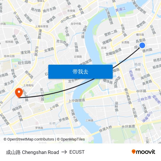 成山路 Chengshan Road to ECUST map