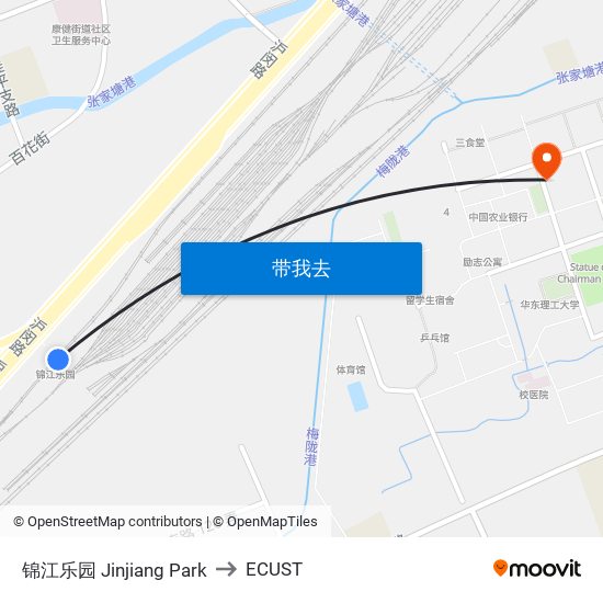 锦江乐园 Jinjiang Park to ECUST map