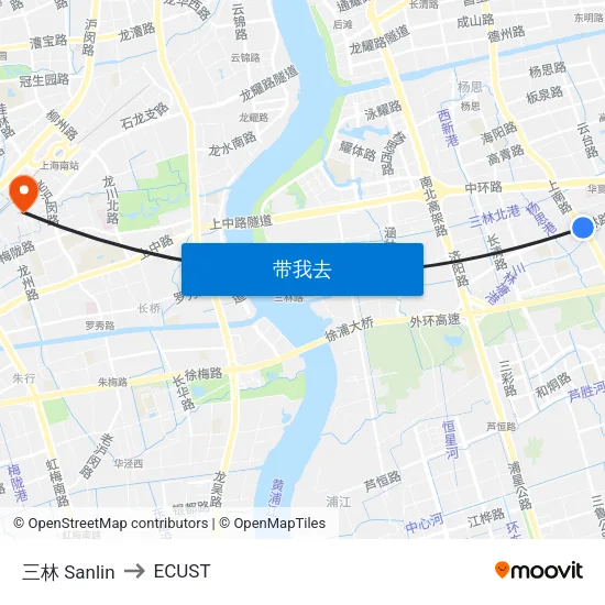 三林 Sanlin to ECUST map
